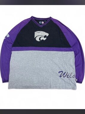 Guess Colorblock Kansas State Wildcats Long Sleeve Shirt - Purple/Black/Gray